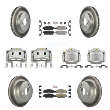 Front Rear Brake Caliper Coat Rotor & Ameribrakes Pad Kit (10Pc) For Chevrolet Avalanche KCG-102050N
