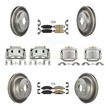 Front Rear Brake Caliper Coat Rotor & Ceramic Pad Kit (10Pc) For Chevrolet Avalanche GMC KCG-102052N