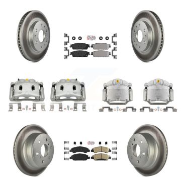 Front Rear Brake Caliper Coat Rotor & Ameribrakes Pad Kit (10Pc) For Chevrolet Silverado KCG-102053N