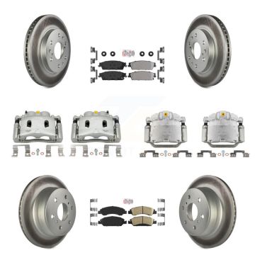 Front Rear Brake Caliper Coat Rotor & Ameribrakes Pad Kit (10Pc) For Chevrolet Silverado KCG-102054N