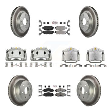 Front Rear Brake Caliper Coat Rotor Semi-Metallic Pad Kit (10Pc) For Chevrolet Silverado KCG-102055N