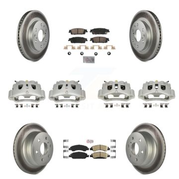 Front Rear Brake Caliper Coat Rotors Ceramic Pad Kit (10Pc) For 16 Chevrolet Suburban HD KCG-102060N