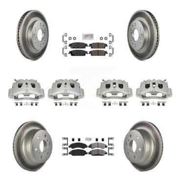Front Rear Brake Caliper Coat Rotors Semi-Metallic Pad Kit (10Pc) For Chevrolet Suburban KCG-102064N