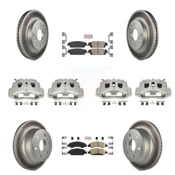 Front Rear Brake Caliper Coat Rotors Ceramic Pad Kit (10Pc) For 16 Chevrolet Suburban HD KCG-102065N