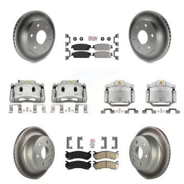Front Rear Disc Brake Caliper Coated Rotors And Ameribrakes Pads Kit (10Pc) For KCG-102086N