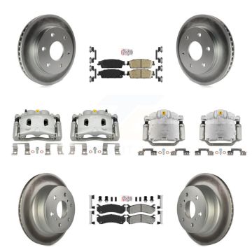 Front Rear Disc Brake Caliper Coated Rotors And Ameribrakes Pads Kit (10Pc) For KCG-102089N