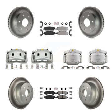Front Rear Brake Caliper Coat Rotor And Semi-Metallic Pad Kit (10Pc) For GMC Sierra 1500 KCG-102092N