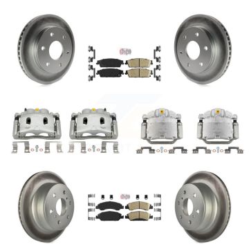 Front Rear Disc Brake Caliper Coat Rotors And Ceramic Pad Kit (10Pc) For GMC Sierra 1500 KCG-102093N
