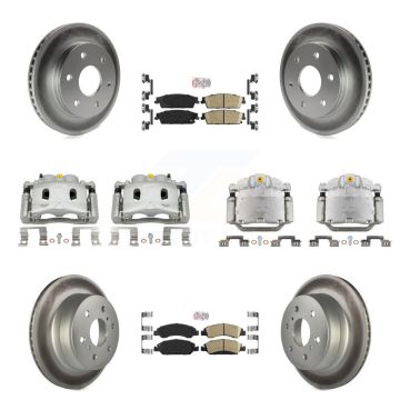Front Rear Disc Brake Caliper Coat Rotors And Ceramic Pad Kit (10Pc) For GMC Sierra 1500 KCG-102094N
