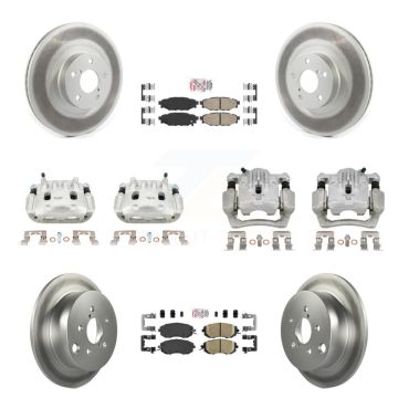 Front Rear Disc Brake Caliper Coat Rotor & Ceramic Pad Kit (10Pc) For Subaru Forester XV KCG-102109N