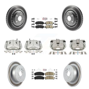 Front Rear Disc Brake Caliper Coat Rotors & Ceramic Pad Kit (10Pc) For Toyota Highlander KCG-102115N