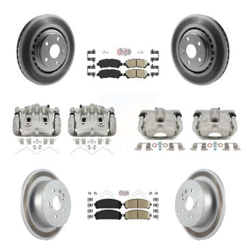 Front Rear Disc Brake Caliper Coat Rotors & Ceramic Pad Kit (10Pc) For Toyota Highlander KCG-102116N