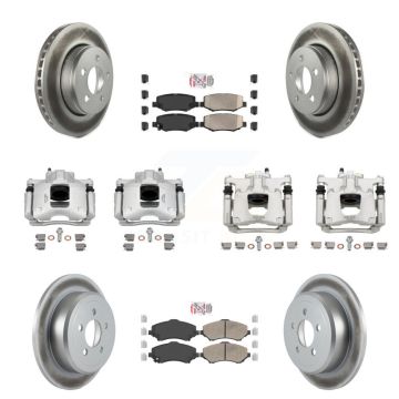 Front Rear Disc Brake Caliper Coated Rotors And Ceramic Pads Kit (10Pc) For Dodge Nitro KCG-102118N