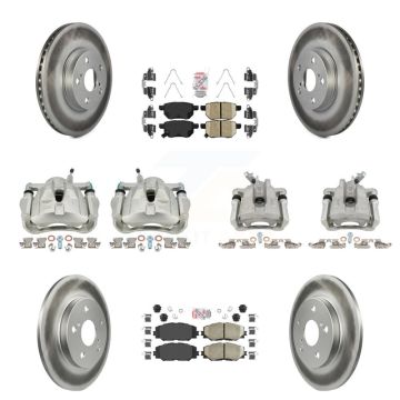 Front Rear Disc Brake Caliper Coated Rotors And Ceramic Pad Kit (10Pc) For Toyota Matrix KCG-102125N