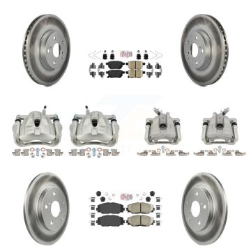 Front Rear Disc Brake Caliper Coated Rotors And Ceramic Pad Kit (10Pc) For Toyota Matrix KCG-102127N