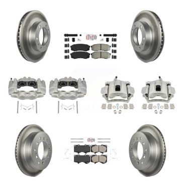 Front Rear Brake Caliper Coat Rotor And Ameribrakes Pad Kit (10Pc) For Toyota FJ Cruiser KCG-102134N