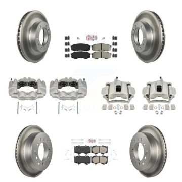 Front Rear Brake Caliper Coat Rotor And Ameribrakes Pad Kit (10Pc) For Toyota FJ Cruiser KCG-102136N
