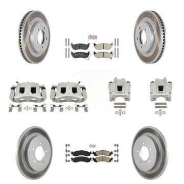 Front Rear Brake Caliper Coat Rotor & Ameribrakes Pad Kit (10Pc) For Ford Explorer Sport KCG-102144N