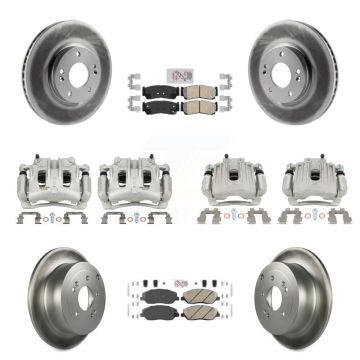 Front Rear Brake Caliper Coat Rotors & Ceramic Pad Kit (10Pc) For 07-09 Hyundai Santa Fe KCG-102145N