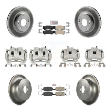 Front Rear Brake Caliper Coat Rotors & Ceramic Pad Kit (10Pc) For 07-09 Hyundai Santa Fe KCG-102146N