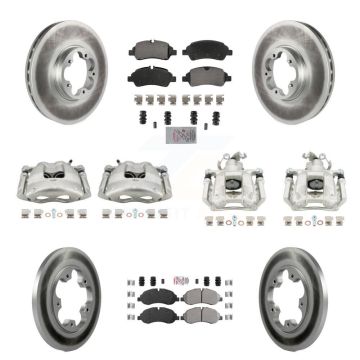 Front Rear Brake Caliper Coat Rotors & Semi-Metallic Pad Kit (10Pc) For Ford Transit-250 KCG-102147N