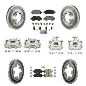 Front Rear Brake Caliper Coat Rotors & Semi-Metallic Pad Kit (10Pc) For Ford Transit-250 KCG-102148N