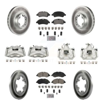 Front Rear Brake Caliper Coat Rotors & Semi-Metallic Pad Kit (10Pc) For Ford Transit-250 KCG-102149N
