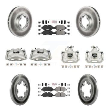 Front Rear Brake Caliper Coat Rotors & Semi-Metallic Pad Kit (10Pc) For Ford Transit-250 KCG-102150N