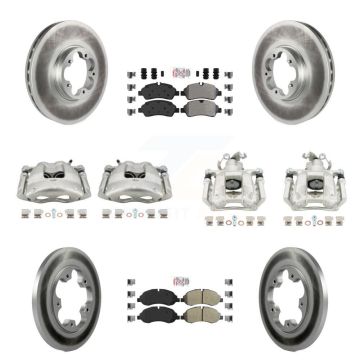 Front Rear Brake Caliper Coat Rotors & Semi-Metallic Pad Kit (10Pc) For Ford Transit-250 KCG-102151N