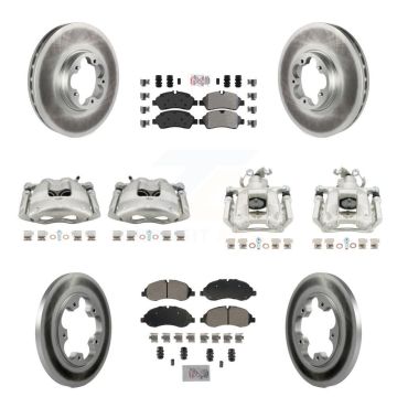 Front Rear Brake Caliper Coat Rotors & Semi-Metallic Pad Kit (10Pc) For Ford Transit-250 KCG-102152N