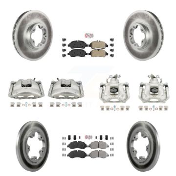 Front Rear Brake Caliper Coat Rotors & Semi-Metallic Pad Kit (10Pc) For Ford Transit-250 KCG-102153N