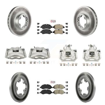 Front Rear Brake Caliper Coat Rotors & Semi-Metallic Pad Kit (10Pc) For Ford Transit-250 KCG-102154N