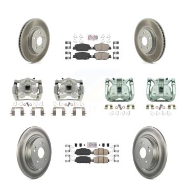 Front Rear Disc Brake Caliper Coated Rotors And Ceramic Pads Kit (10Pc) For Honda CR-V KCG-102156N