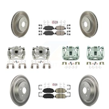 Front Rear Disc Brake Caliper Coated Rotors And Ceramic Pads Kit (10Pc) For Honda CR-V KCG-102157N