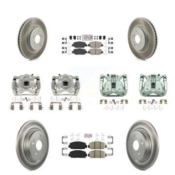 Front Rear Disc Brake Caliper Coated Rotors And Ceramic Pads Kit (10Pc) For Honda CR-V KCG-102159N