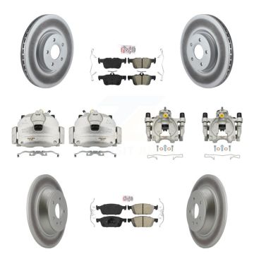 Front Rear Brake Caliper Coat Rotor & Ameribrakes Pad Kit (10Pc) For Ford Escape Lincoln KCG-102180N