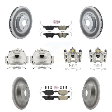 Front Rear Brake Caliper Coat Rotor & Ameribrakes Pad Kit (10Pc) For Ford Escape Lincoln KCG-102181N