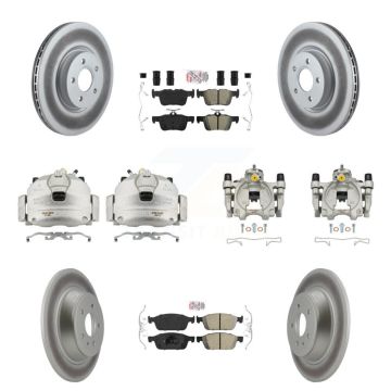 Front Rear Brake Caliper Coat Rotor & Ameribrakes Pad Kit (10Pc) For Ford Escape Lincoln KCG-102182N