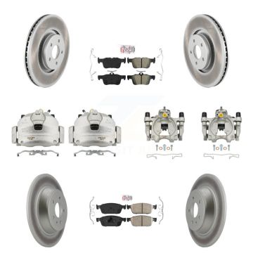 Front Rear Disc Brake Caliper Coat Rotors And Ameribrakes Pad Kit (10Pc) For Lincoln MKC KCG-102186N