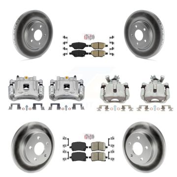 Front Rear Disc Brake Caliper Coated Rotors And Ceramic Pads Kit (10Pc) For Pontiac G6 KCG-102189N