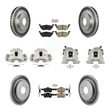 Front Rear Disc Brake Caliper Coat Rotors Ameribrakes Pad Kit (10Pc) For Mercury Mariner KCG-102190N