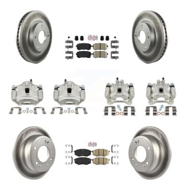 Front Rear Brake Caliper Coat Rotors & Ceramic Pad Kit (10Pc) For Hyundai Tucson Kia FWD KCG-102193N