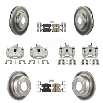 Front Rear Brake Caliper Coat Rotors & Ceramic Pad Kit (10Pc) For Hyundai Tucson Kia FWD KCG-102195N