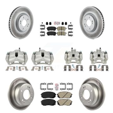 Front Rear Disc Brake Caliper Coated Rotor And Ceramic Pad Kit (10Pc) For Hyundai Tucson KCG-102198N