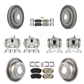 Front Rear Disc Brake Caliper Coated Rotors And Ceramic Pads Kit (10Pc) For Kia Sportage KCG-102212N