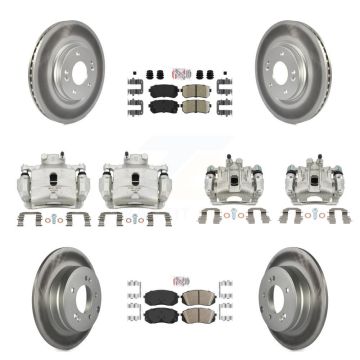 Front Rear Disc Brake Caliper Coated Rotor And Ceramic Pad Kit (10Pc) For Hyundai Sonata KCG-102216N