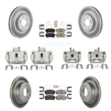 Front Rear Disc Brake Caliper Coated Rotors And Ceramic Pads Kit (10Pc) For Kia Optima KCG-102224N