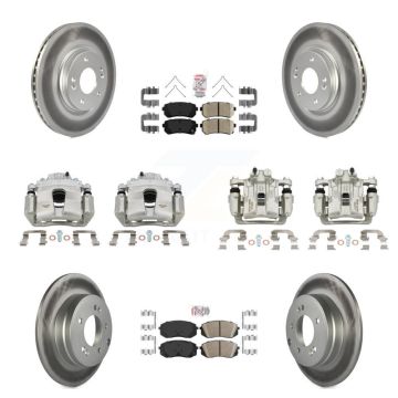 Front Rear Disc Brake Caliper Coated Rotors And Ceramic Pads Kit (10Pc) For Kia Optima KCG-102225N