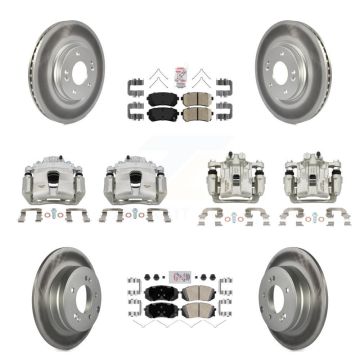 Front Rear Disc Brake Caliper Coated Rotors And Ceramic Pads Kit (10Pc) For Kia Optima KCG-102226N
