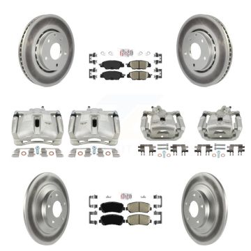 Front Rear Disc Brake Caliper Coated Rotors And Ceramic Pads Kit (10Pc) For Mazda CX-5 KCG-102227N